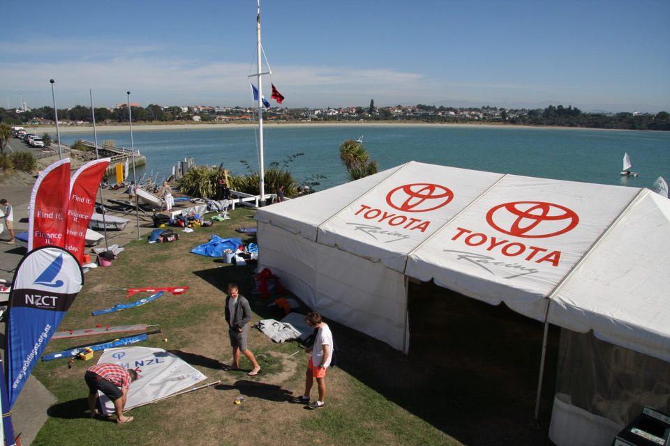 The Toyota tent in pride of place at the 2013 Optimist Nationals at Timaru